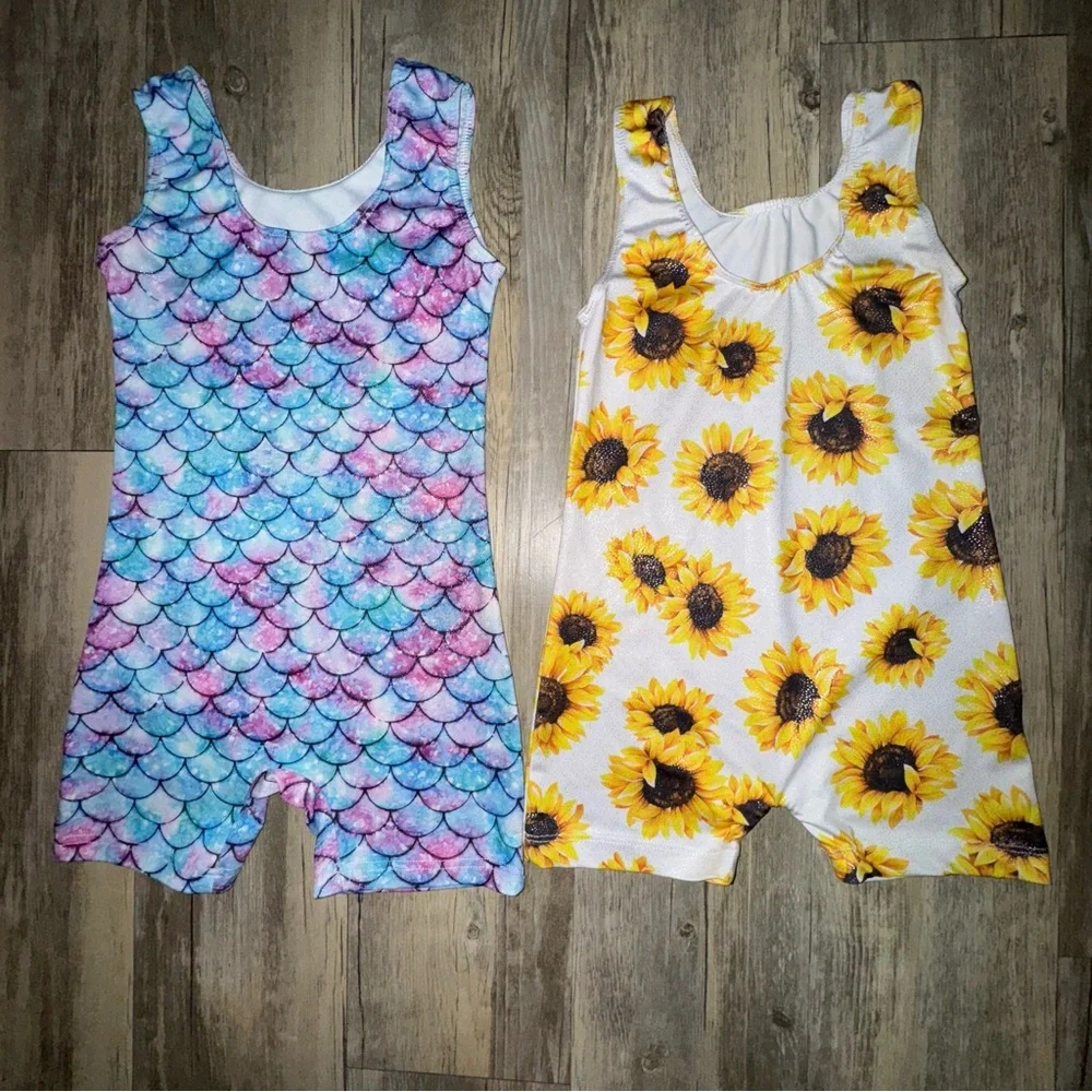 🎀3/$23🎀 Mermaid & Sunflower Dance/ Gymnastics Leotard Set